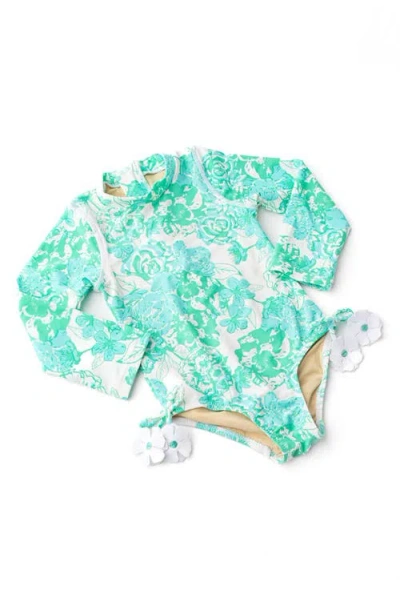 Shade Critters Charming Rose Long Sleeve Rashguard In Blue