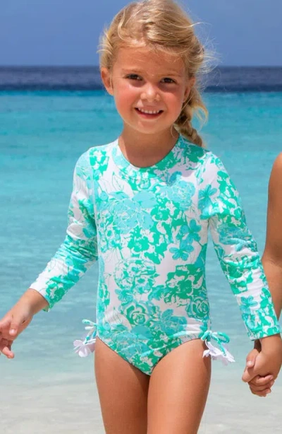 Shade Critters Charming Rose Long Sleeve Rashguard In Blue