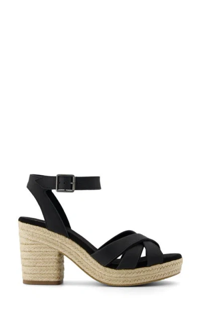 Toms Women's Majorca Rope Strappy Platform Sandal Leather In Black