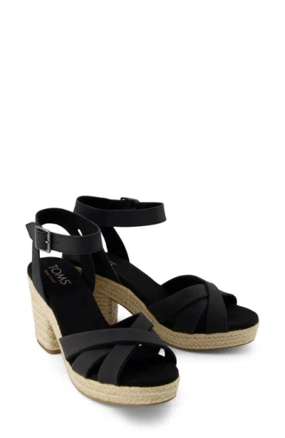 Toms Women's Majorca Rope Strappy Platform Sandal Leather In Black