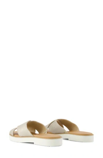 Toms Mae Crisscross Slide Sandal In Champagne Metallic Suede