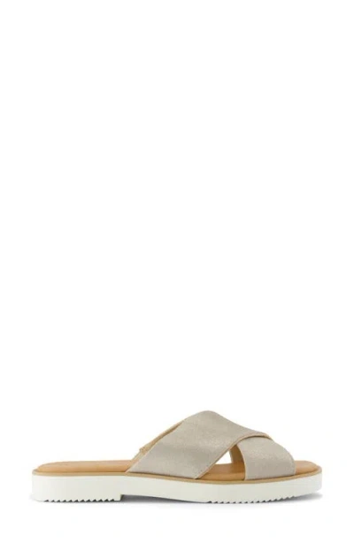 Toms Mae Crisscross Slide Sandal In Champagne Metallic Suede