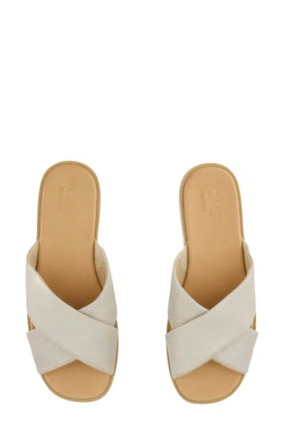 Toms Mae Crisscross Slide Sandal In Champagne Metallic Suede