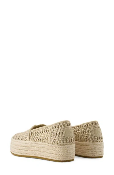 Toms Women's Valencia Platform Espadrille Champagne Metallic Basket Weave Slip On In Brown