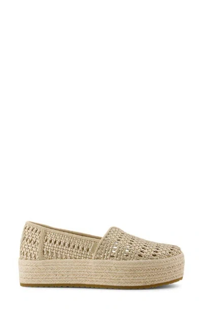 Toms Women's Valencia Platform Espadrille Champagne Metallic Basket Weave Slip On In Brown