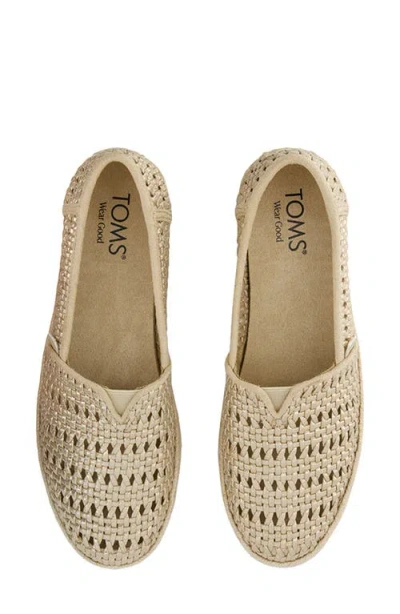 Toms Women's Valencia Platform Espadrille Champagne Metallic Basket Weave Slip On In Brown