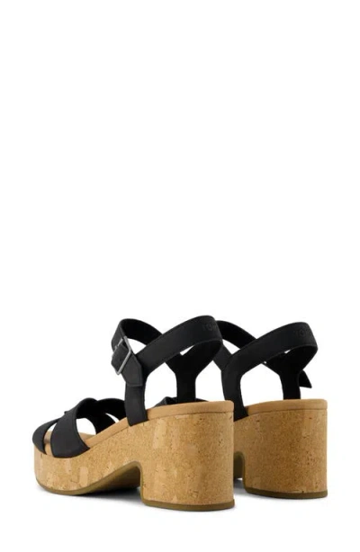 Toms Women's Isla Heeled Sandal Leather Slip On In Black