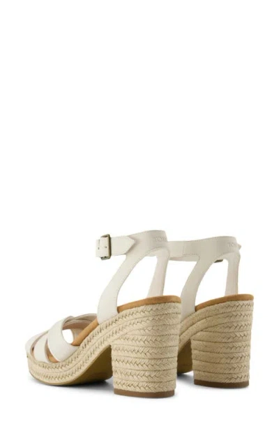 Toms Women's Majorca Rope Strappy Platform Sandal Light Sand Leather In White