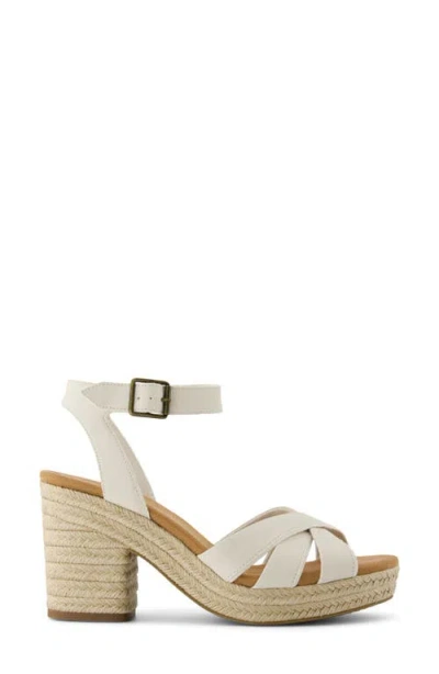 Toms Women's Majorca Rope Strappy Platform Sandal Light Sand Leather In White