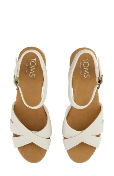 Toms Women's Majorca Rope Strappy Platform Sandal Light Sand Leather In White