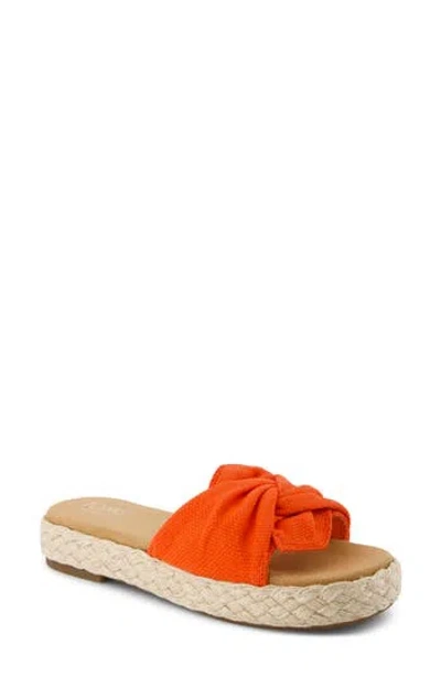 Toms Women's Abby Slide Flatform Espadrille Sandal Flame Beachside Woven In Orange