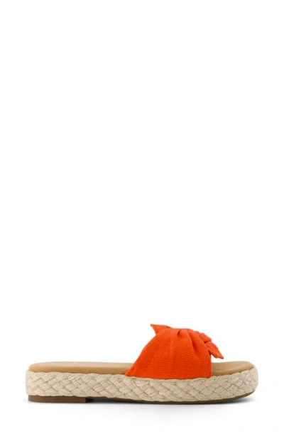 Toms Women's Abby Slide Flatform Espadrille Sandal Flame Beachside Woven In Orange