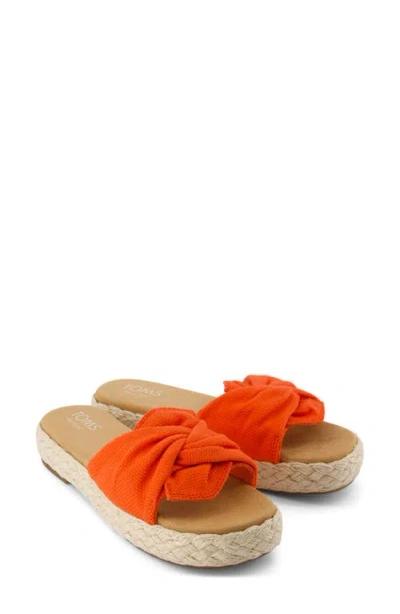 Toms Women's Abby Slide Flatform Espadrille Sandal Flame Beachside Woven In Orange