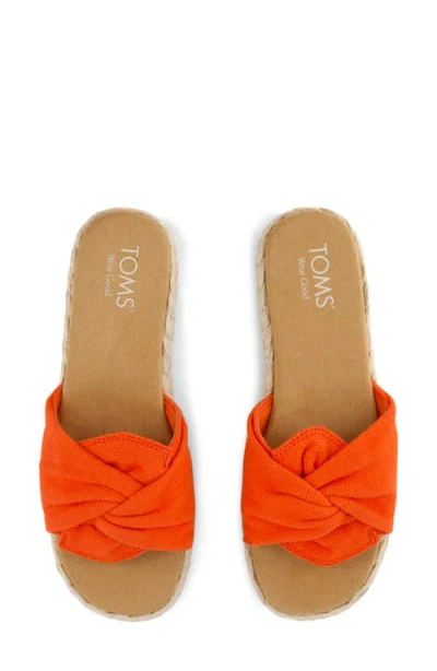 Toms Women's Abby Slide Flatform Espadrille Sandal Flame Beachside Woven In Orange