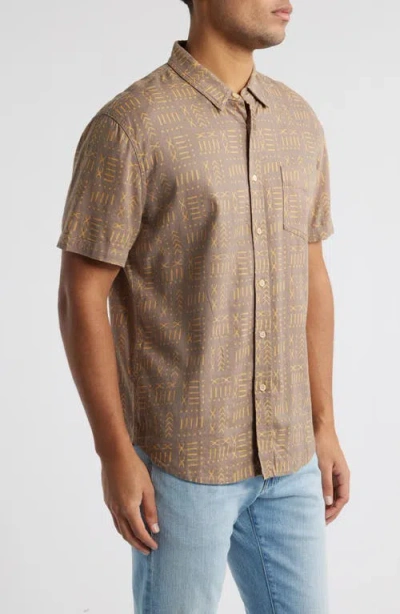 Rails Carson Short Sleeve Stretch Linen Blend Button-up Shirt In Brown