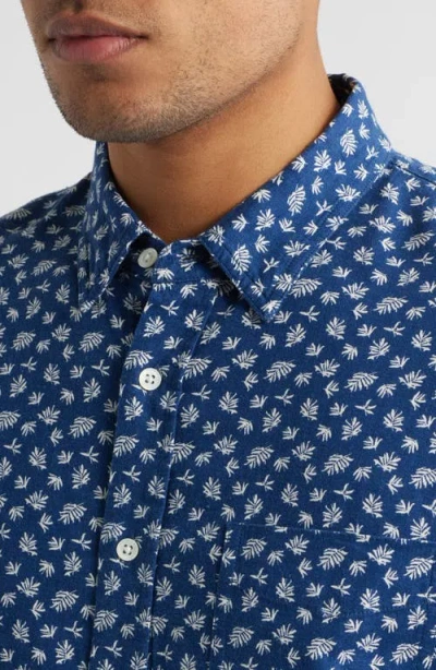 Rails Carson Short Sleeve Stretch Linen Blend Button-up Shirt In Blue