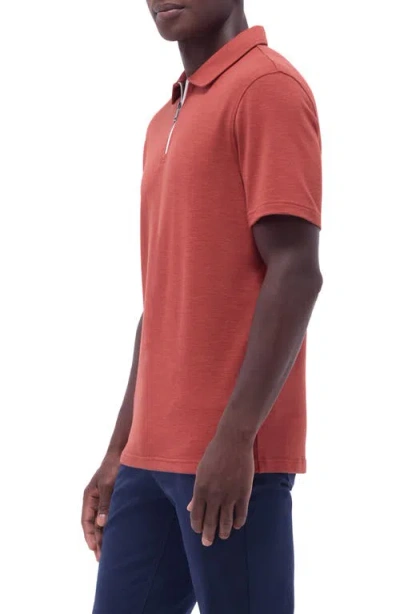 Bugatchi Quarter Zip Polo In Red