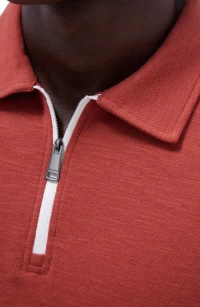 Bugatchi Quarter Zip Polo In Red