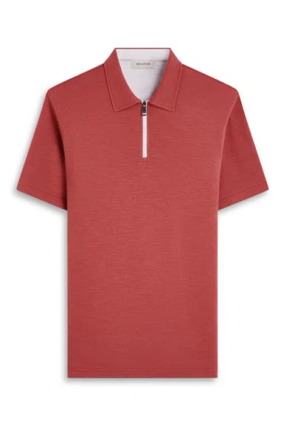 Bugatchi Quarter Zip Polo In Red