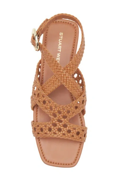 Stuart Weitzman Heel Sandals With Braided Straps And Open Toe In Brown