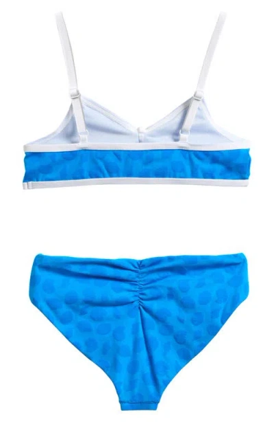 Miken Swim Kids' Tie Front Jacquard Two-piece Swimsuit In Blue