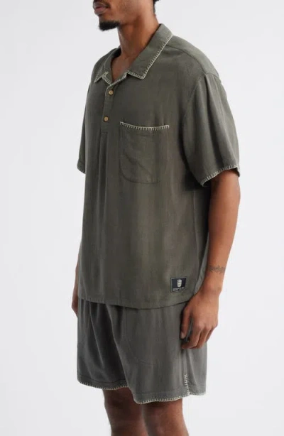 Standard Issue California Blanket Stitch Oversize Polo In Green