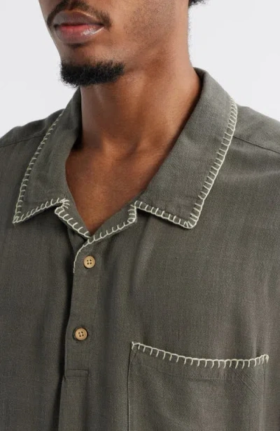 Standard Issue California Blanket Stitch Oversize Polo In Green