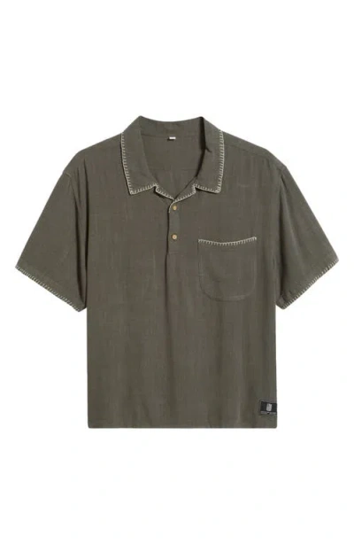 Standard Issue California Blanket Stitch Oversize Polo In Green