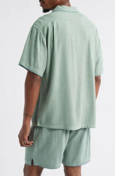 Standard Issue California Blanket Stitch Oversize Polo In Green