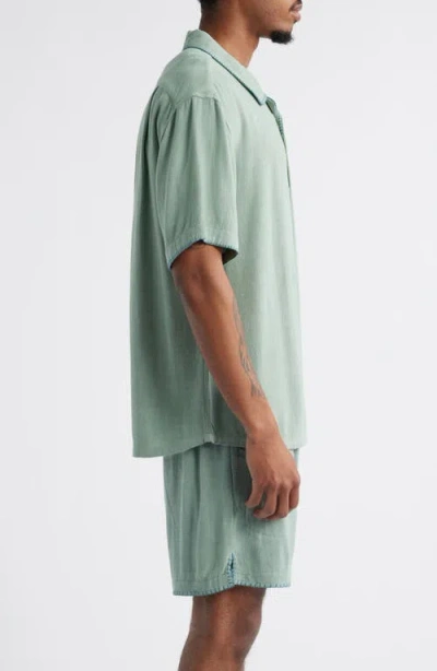 Standard Issue California Blanket Stitch Oversize Polo In Green