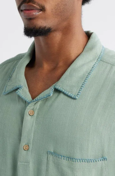 Standard Issue California Blanket Stitch Oversize Polo In Green