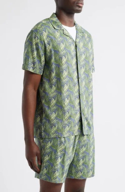 Rails Atlas Seaweed Print Linen Blend Camp Shirt In Multi