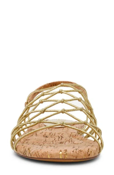 Steve Madden Libra Libr02s1 Flat Womens Gold Slip On Strappy Sandals Zap585 In Gold