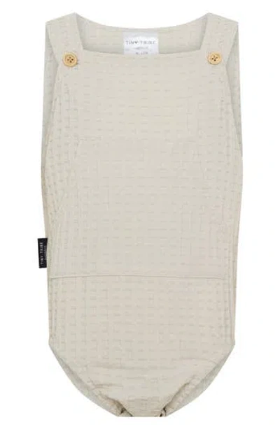 Tiny Tribe Waffle Texture Overall Bubble Romper In Gray