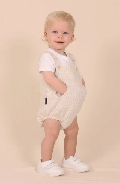 Tiny Tribe Waffle Texture Overall Bubble Romper In Gray