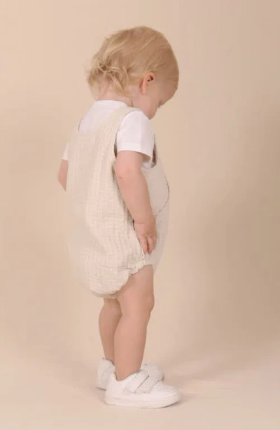 Tiny Tribe Waffle Texture Overall Bubble Romper In Gray