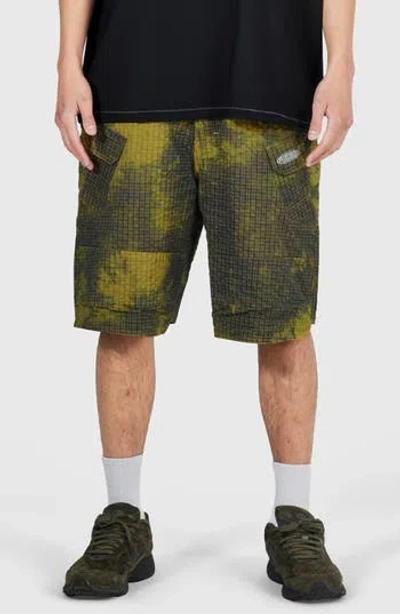 Pleasures Oval Tactical Cargo Shorts In Yellow