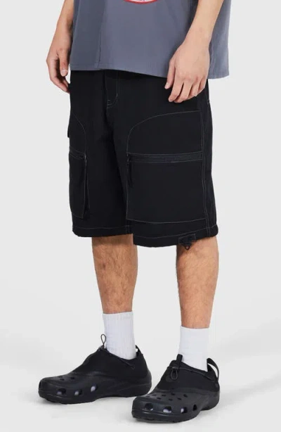 Pleasures Raider Cargo Shorts In Black