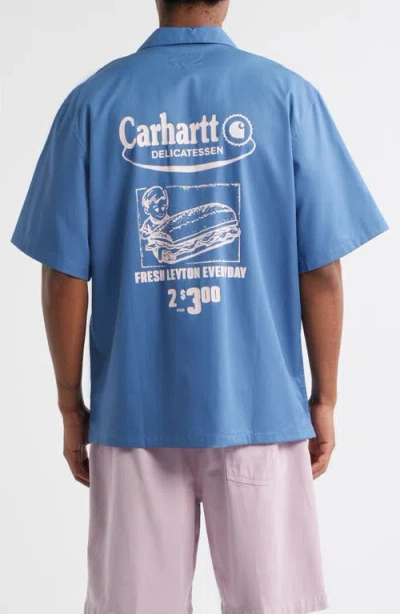 Carhartt Work In Progress Deli Embroidered Short Sleeve Cotton Button-up Shirt In Multi