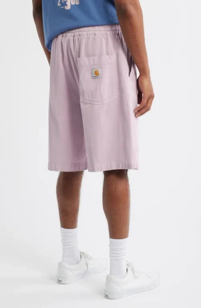 Carhartt Work In Progress Floyde Lyocell & Cotton Twill Drawstring Shorts In Pink