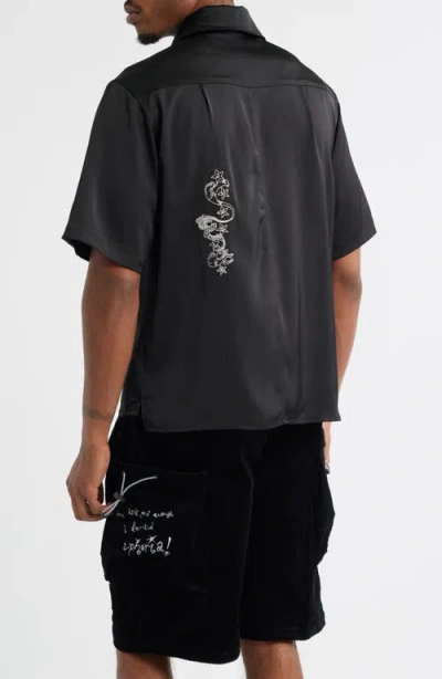 Jungles Life Is Magic Short Sleeve Button-up Shirt In Black