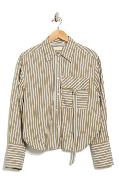 Parker The Vicki Long Sleeve Button Front Top In Brown