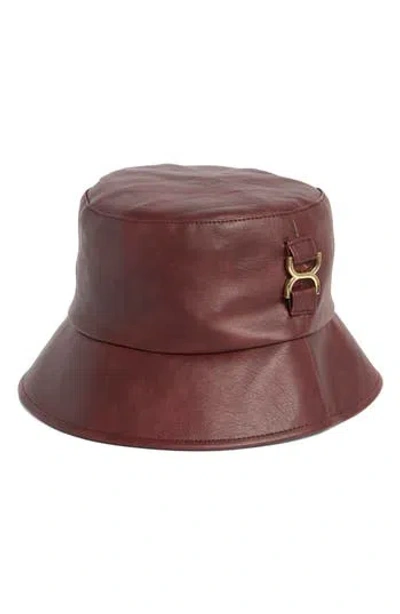 Bcbg Faux Leather Bucket Hat In Brown