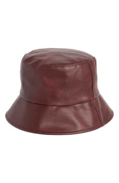 Bcbg Faux Leather Bucket Hat In Brown