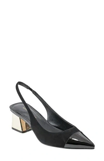Marc Fisher Mirrored Block Heel Slingback Pump In Black