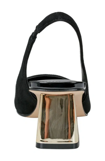 Marc Fisher Mirrored Block Heel Slingback Pump In Black