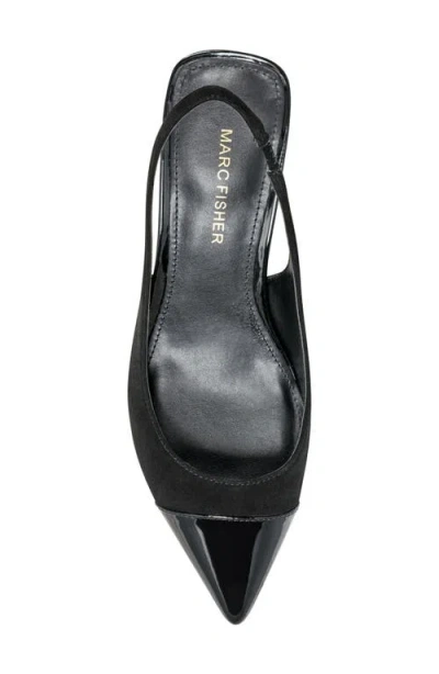 Marc Fisher Mirrored Block Heel Slingback Pump In Black