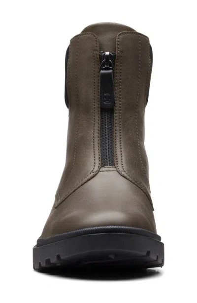 Clarks Calla Zip In Green Leather In Green