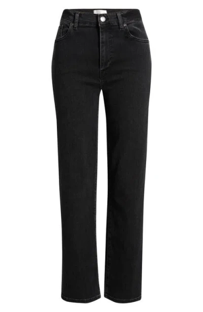 Frame Le Sleek High Waist Ankle Straight Leg Jeans In Black