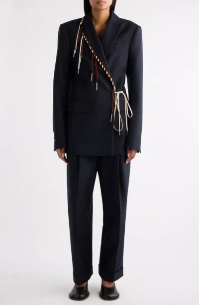 Dries Van Noten Baftan Long Sleeve Notched Lapel Jacket In Blue